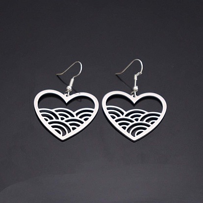 304 Stainless Steel Dangle Earrings, Heart