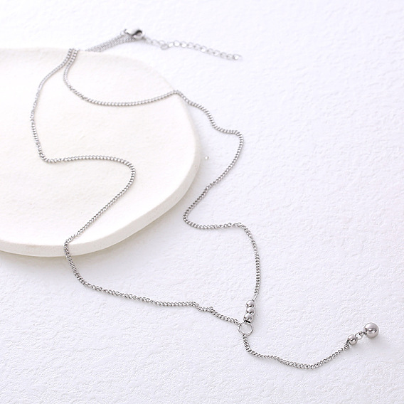 Ожерелья из нержавеющей стали с круглыми шариками и кисточками для женщин