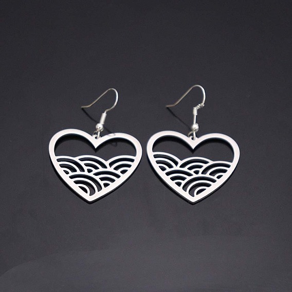 304 Stainless Steel Dangle Earrings, Heart