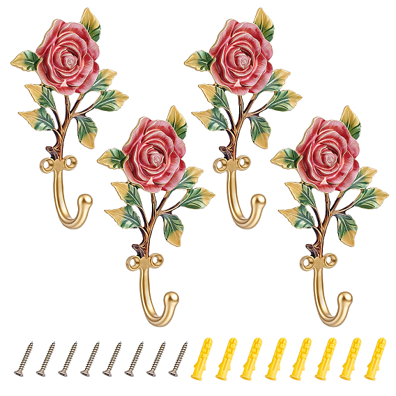 Alloy Enamel Hook Hangers, Wall Mounted Hooks, with Screw