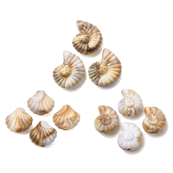 Непрозрачные акриловые бусины, имитирующие драгоценные камни, формы раковины