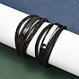 Ионное покрытие(ip) плетеный кожаный шнур многорядные браслеты для мужчин, с 316 хирургической нержавеющей стальной полированной пряжкой и 304 нержавеющей стальной фурнитурой