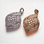 Brass Micro Pave Cubic Zirconia Pendants, Long-Lasting Plated, Rhombus