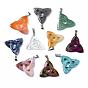 Mixed Triangle Gemstone Pendants with Brass Clasps, Platinum Metal Color, 34x33x5.5mm, Hole: 10x4mm