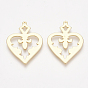Brass Pendants, Nickel Free, Real 18K Gold Plated, Heart