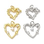 Brass Micro Pave Clear Cubic Zirconia Pendants, Heart Charms, Rack Plating, Long-Lasting Plated, Cadmium Free & Lead Free