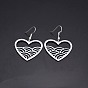 304 Stainless Steel Dangle Earrings, Heart