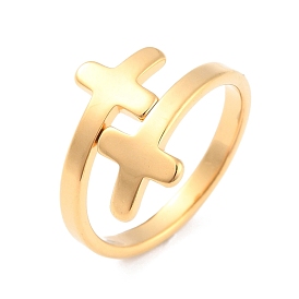 Ионное покрытие (ip) 304 крестообразное кольцо из нержавеющей стали, широкое открытое кольцо для женщин