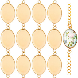 30Pcs 304 Stainless Steel Cabochon Connector Settings, Plain Edge Bezel Cups, Oval, Ion Plating(IP)
