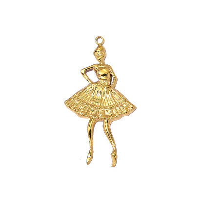 304 подвески из нержавеющей стали, прелести танцующей девушки, зеркальная полировка, ионное покрытие (ip)