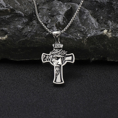 201 Stainless Steel Pendant Necklaces, Cross