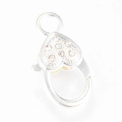 Сплав Rhinestone застежками когтя омара, сердце