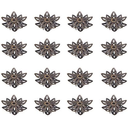 Латунь цветок шарик крышки, 16x8 мм, отверстия: 1.5 мм, о 20 шт