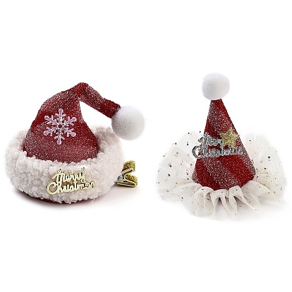 Рождественская шапка из полиэстера, заколки для волос из кожи аллигатора для женщин и девочек, с зажимами из сплава