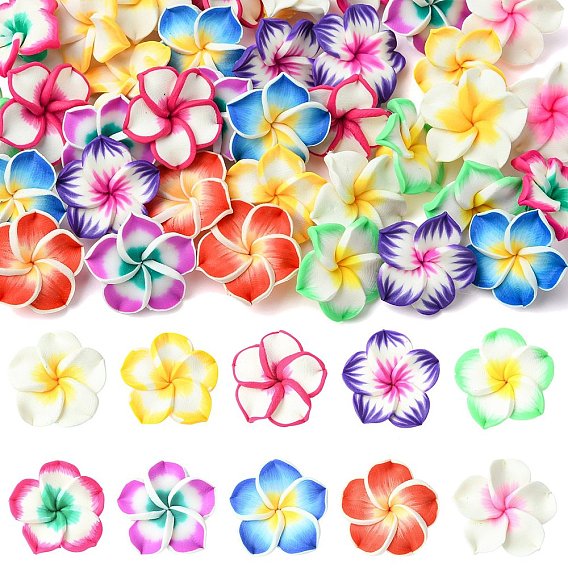 40 шт 10 цвета бусины из полимерной глины ручной работы, цветок