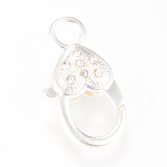 Сплав Rhinestone застежками когтя омара, сердце