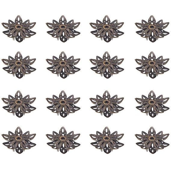 Латунь цветок шарик крышки, 16x8 мм, отверстия: 1.5 мм, о 20 шт