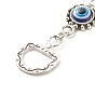 Alloy & Glass Turkish Blue Evil Eye Pendant Decoration, with Butterfly Charm, for Home Wall Hanging Amulet Ornament