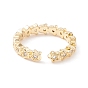 Clear Cubic Zirconia Star Cuff Ring, Exquisite Brass Open Ring for Women, Cadmium Free & Lead Free