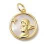 Natural Shell Pendants, Rack Plating Brass Prayer Angel Charms, with Jump Ring, Lead Free & Cadmium Free