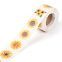Sunflower Theme Paper Stickers, Self Adhesive Roll Sticker Labels, for Envelopes, Bubble Mailers and Bags, Flat Round