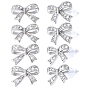 4 Pairs Bowknot Brass Micro Pave Clear Cubic Zirconia Stud Earrings, with 925 Sterling Silver Pins, with 10Pcs Plastic Ear Nuts
