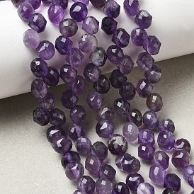 Natural Amethyst Double Point Beads Strands, Faceted Bicone Beads, Top Drilled