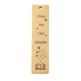 201 Stainless Steel Big Pendants, Rectangle with Word Enjoy the Next Chapter & Book Charms