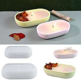 DIY Candle Cups Silicone Molds, Creative Aromatherapy Candle Cement Cup Supply DIY Concrete Candle Cups Resin Moulds, Oval