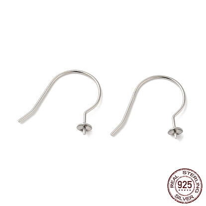 925 Sterling Silver Earring Hooks, Ear Wire, for Half Drilled Beads