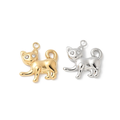 304 из нержавеющей стали горный хрусталь подвески, подвески в форме кошки, ионное покрытие (ip)