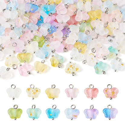 100Pcs Acrylic Pendants, Butterfly, with Golden Foil and Brass Findings