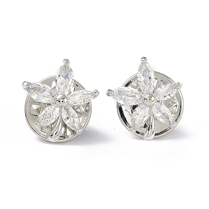 Брошь в виде сверкающего цветка, нагрудник из латуни с кубическим цирконием для невесты, девушки, женщины