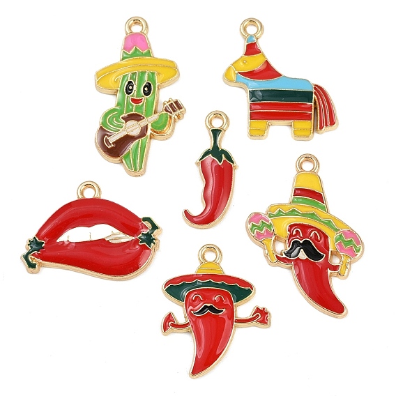 Подвески из сплава с эмалью на тему Синко де Майо, золотые