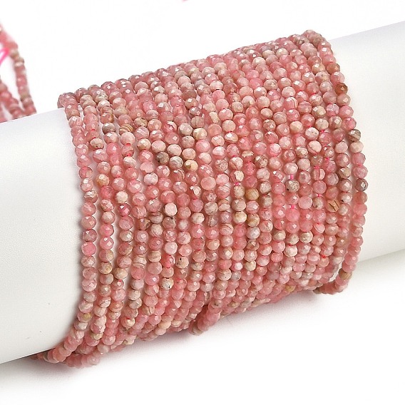 Природные родонит бисер нитей, граненые, класс А, круглые