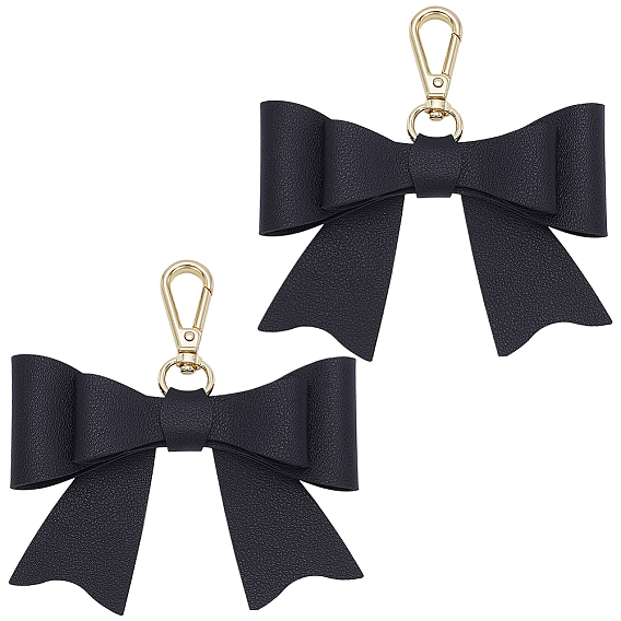 2шт. брелоки из искусственной кожи, бантом, Сплав с застежками