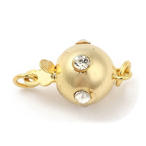 Rack Plating Brass Box Clasps, with Crystal Rhinestone, Ball, Long-Lasting Plated, 1-Strand, 2-Hole