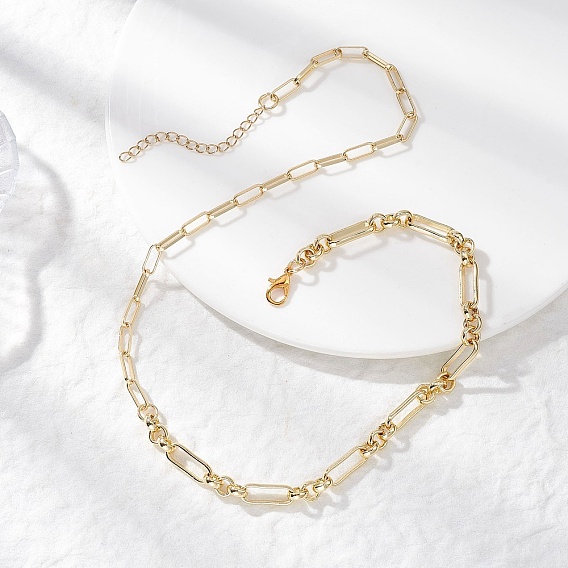 Латунные цепочки-скрепки и прямоугольные звенья для женщин