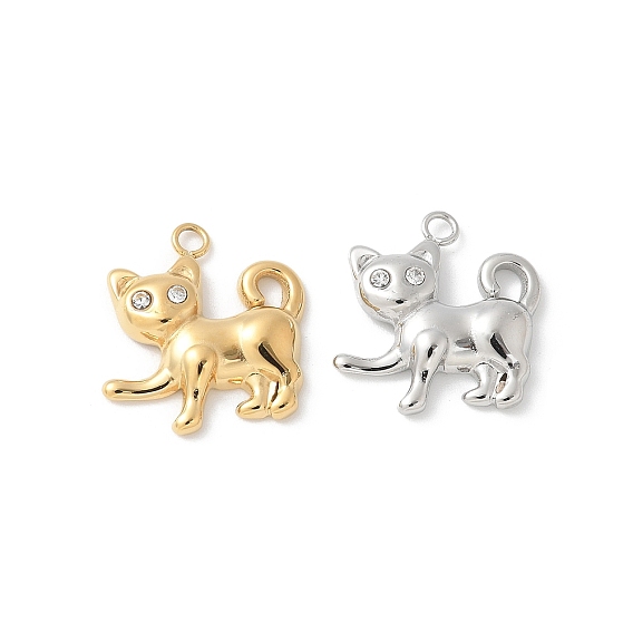 304 из нержавеющей стали горный хрусталь подвески, подвески в форме кошки, ионное покрытие (ip)
