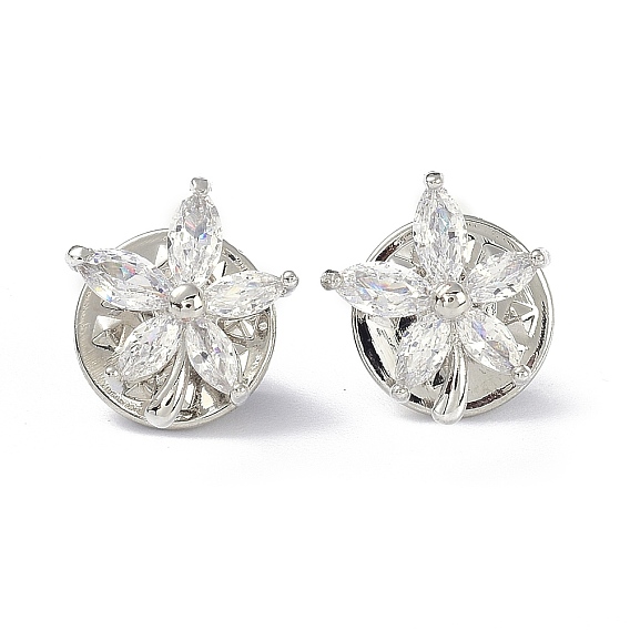 Брошь в виде сверкающего цветка, нагрудник из латуни с кубическим цирконием для невесты, девушки, женщины