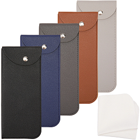 5шт 5 цвета прямоугольник футляр для очков из искусственной кожи, переносной вставной чехол для солнцезащитных очков, с тканью для чистки очков из замшевого волокна 1pc