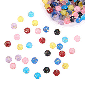 PandaHall Elite Resin Cabochons, with Glitter Powder and Gold Foil, Half Round