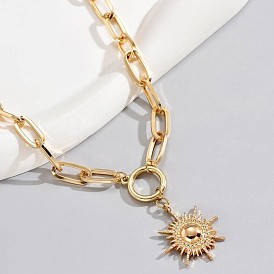 Подвеска из сплава солнца с цепочкой-скрепкой для женщин