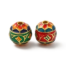 Alloy Beads, with Enamel, Round, Golden