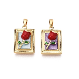 Латунь эмаль подвески, подвески-прямоугольники и цветы, реальный 18 k позолоченный