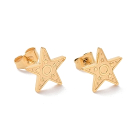 Ion Plating(IP) 304 Stainless Steel Star with Heart Stud Earrings for Women