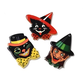 Halloween Acrylic Pendants, Cat & Witch