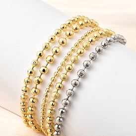 Brass Round Beads Slider Bracelets for Women, Cadmium Free & Lead Free, Rack Plating, Long-Lasting Plated