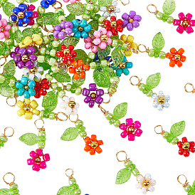 60шт. бисер бисерные подвески, с подвесками в виде акриловых листьев, цветок