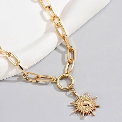 Подвеска из сплава солнца с цепочкой-скрепкой для женщин